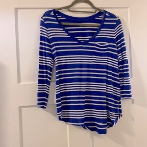Merona blue and white stripped tunic top.